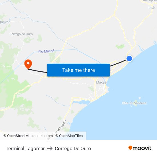 Terminal Lagomar to Córrego De Ouro map