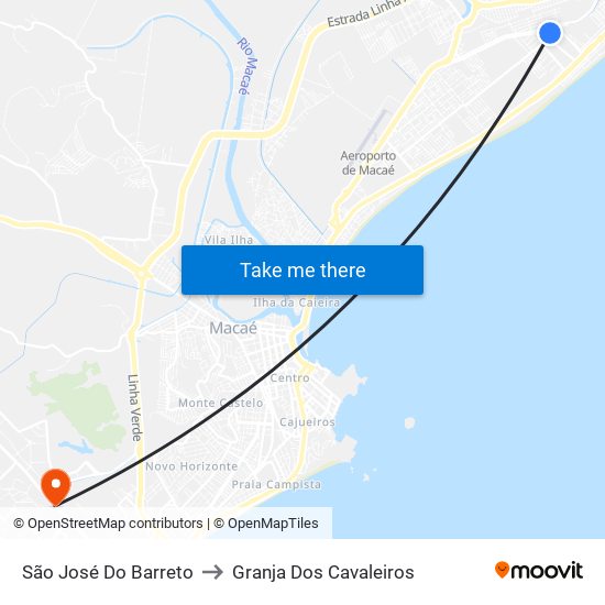 São José Do Barreto to Granja Dos Cavaleiros map
