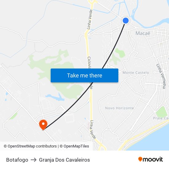 Botafogo to Granja Dos Cavaleiros map
