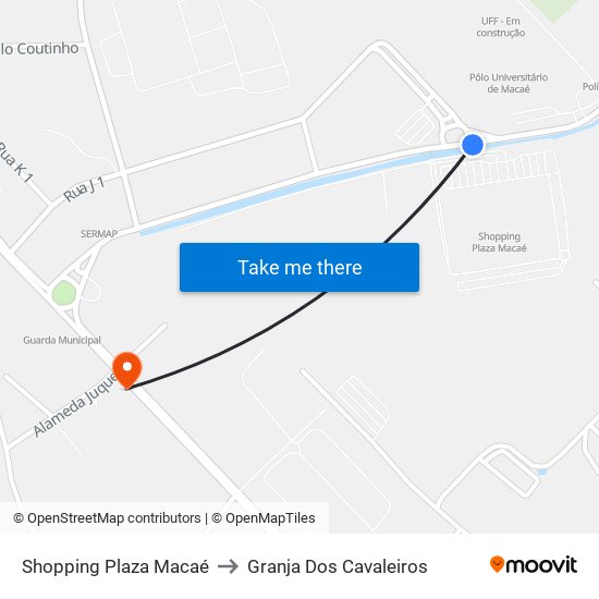 Shopping Plaza Macaé to Granja Dos Cavaleiros map