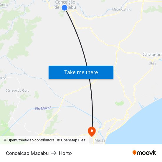 Conceicao Macabu to Horto map