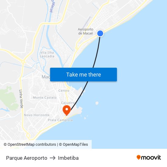Parque Aeroporto to Imbetiba map