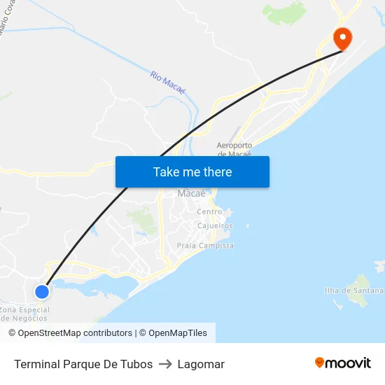 Terminal Parque De Tubos to Lagomar map