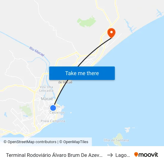 Terminal Rodoviário Álvaro Brum De Azevedo (Macaé) to Lagomar map