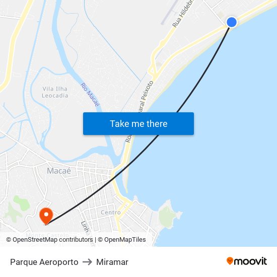 Parque Aeroporto to Miramar map
