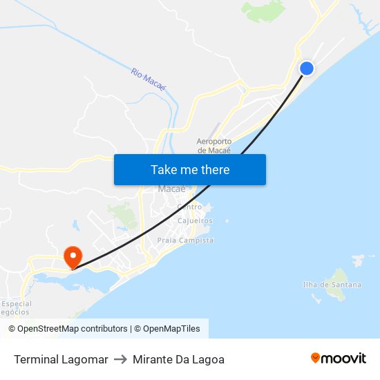 Terminal Lagomar to Mirante Da Lagoa map