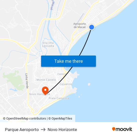 Parque Aeroporto to Novo Horizonte map