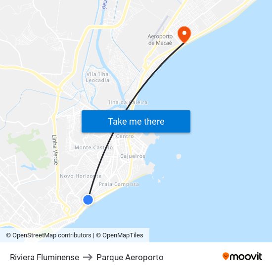 Riviera Fluminense to Parque Aeroporto map