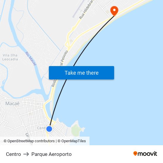 Centro to Parque Aeroporto map