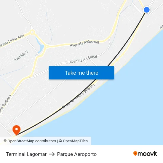 Terminal Lagomar to Parque Aeroporto map