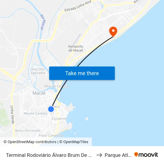 Terminal Rodoviário Álvaro Brum De Azevedo (Macaé) to Parque Atlantico map
