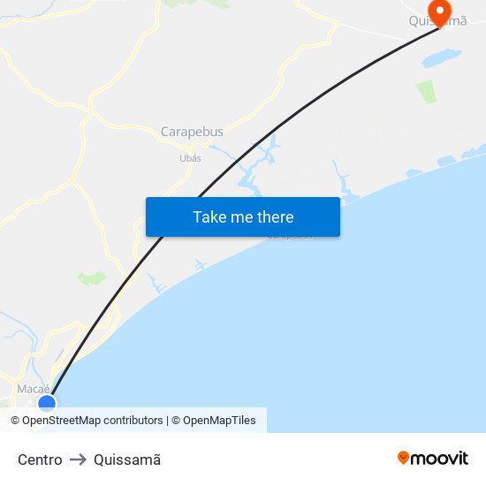 Centro to Quissamã map