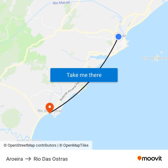 Aroeira to Rio Das Ostras map