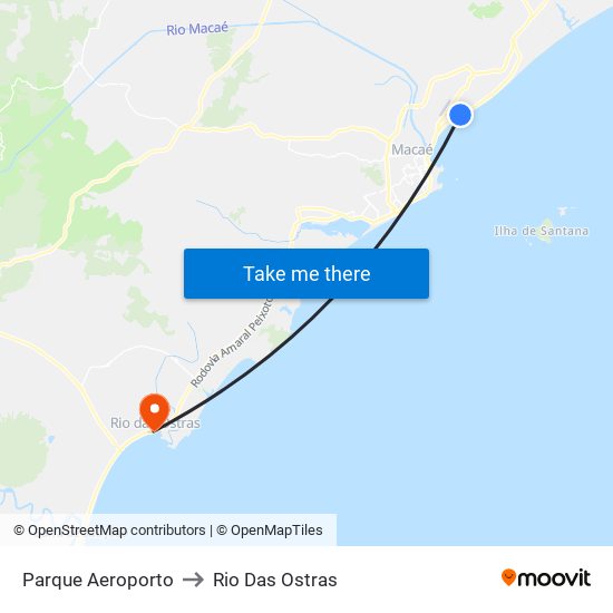 Parque Aeroporto to Rio Das Ostras map
