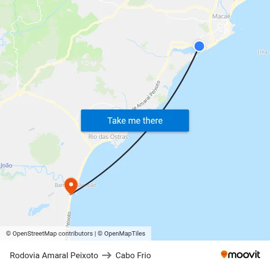 Rodovia Amaral Peixoto to Cabo Frio map