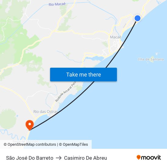 São José Do Barreto to Casimiro De Abreu map