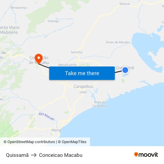 Quissamã to Conceicao Macabu map