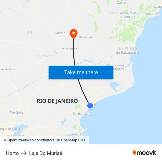 Horto to Laje Do Muriaé map