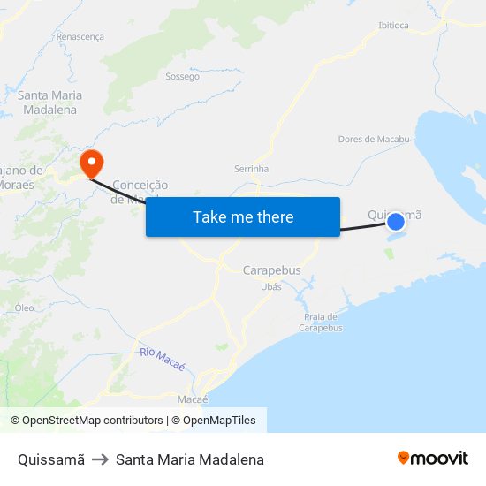 Quissamã to Santa Maria Madalena map