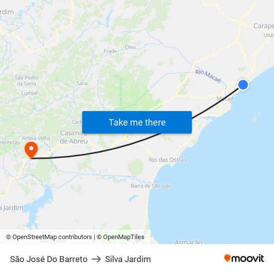 São José Do Barreto to Silva Jardim map