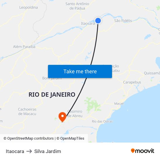 Itaocara to Silva Jardim map