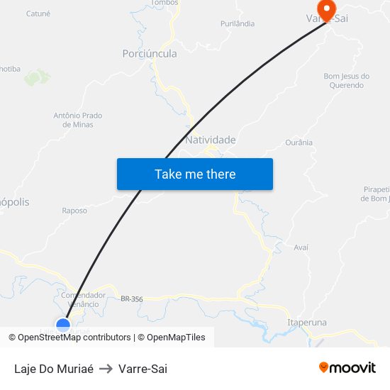 Laje Do Muriaé to Varre-Sai map