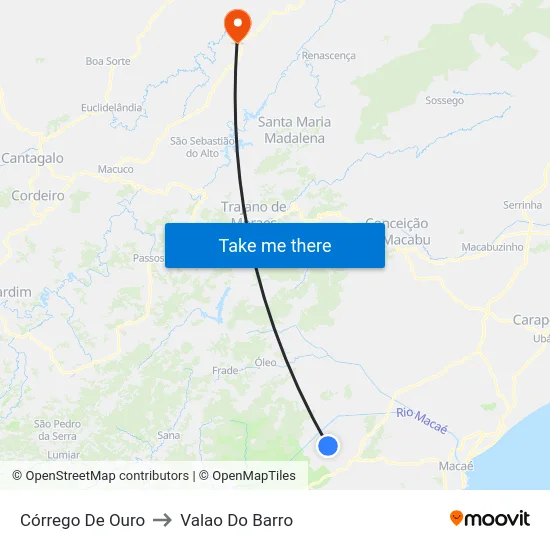 Córrego De Ouro to Valao Do Barro map