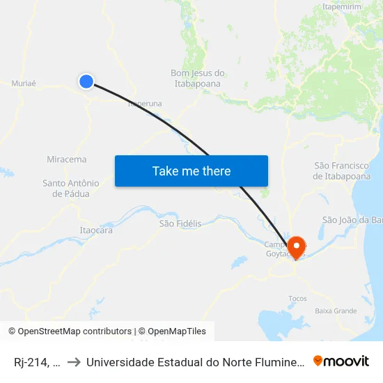 Rj-214, 150 to Universidade Estadual do Norte Fluminense (UENF) map