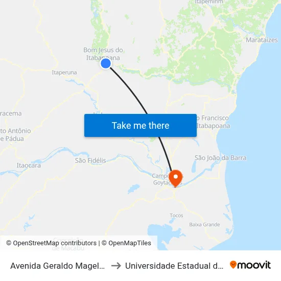 Avenida Geraldo Magela Rodrigues (Rj-186), 2710 to Universidade Estadual do Norte Fluminense (UENF) map