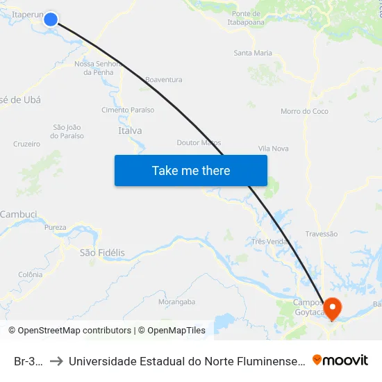 Br-356 to Universidade Estadual do Norte Fluminense (UENF) map