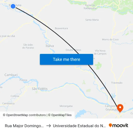Rua Major Domingos Dos Santos, 203 to Universidade Estadual do Norte Fluminense (UENF) map