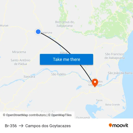 Br-356 to Campos dos Goytacazes map