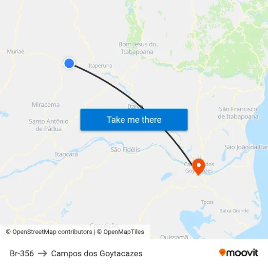 Br-356 to Campos dos Goytacazes map