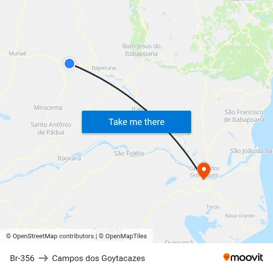 Br-356 to Campos dos Goytacazes map