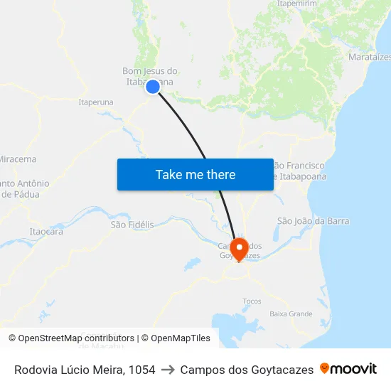 Rodovia Lúcio Meira, 1054 to Campos dos Goytacazes map