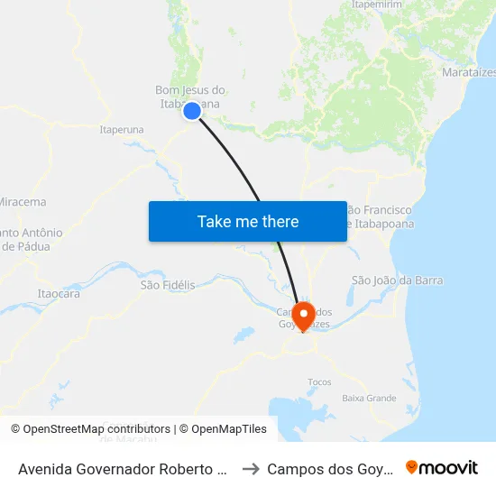 Avenida Governador Roberto Silveira, 573 to Campos dos Goytacazes map
