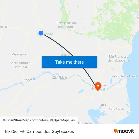 Br-356 to Campos dos Goytacazes map