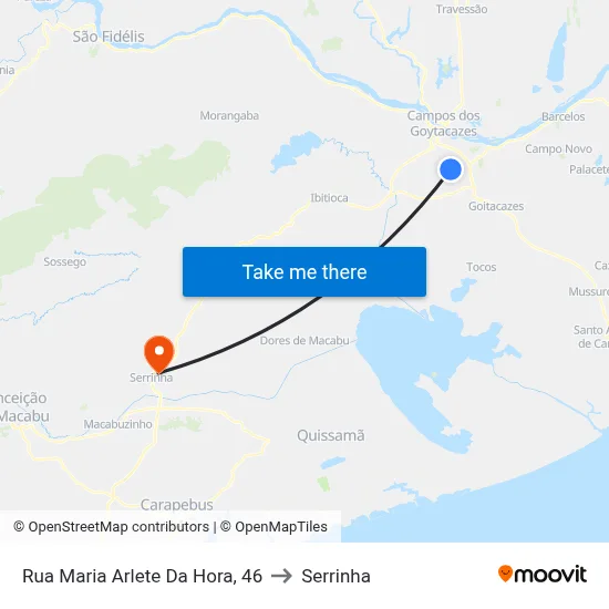 Rua Maria Arlete Da Hora, 46 to Serrinha map