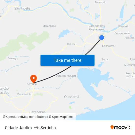 Cidade Jardim to Serrinha map