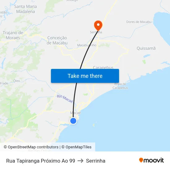Rua Tapiranga Próximo Ao 99 to Serrinha map