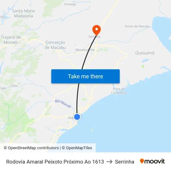Rodovia Amaral Peixoto Próximo Ao 1613 to Serrinha map