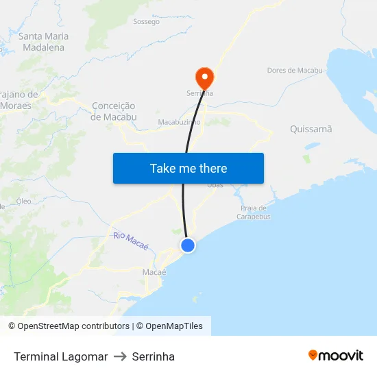 Terminal Lagomar to Serrinha map