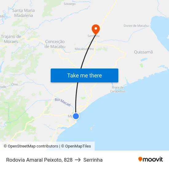 Rodovia Amaral Peixoto, 828 to Serrinha map