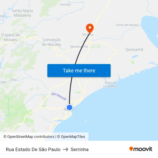 Rua Estado De São Paulo to Serrinha map