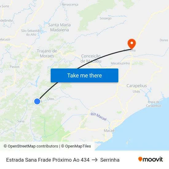 Estrada Sana Frade Próximo Ao 434 to Serrinha map