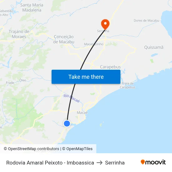 Rodovia Amaral Peixoto - Imboassica to Serrinha map