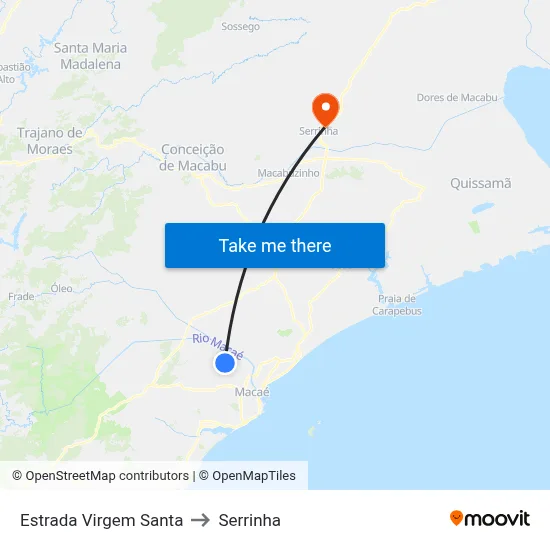 Estrada Virgem Santa to Serrinha map