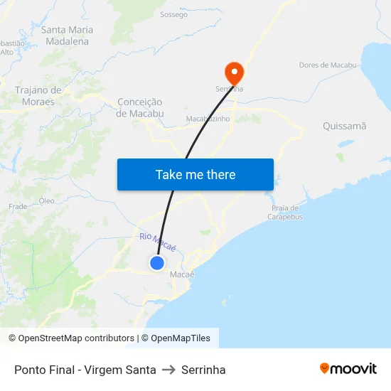 Ponto Final - Virgem Santa to Serrinha map