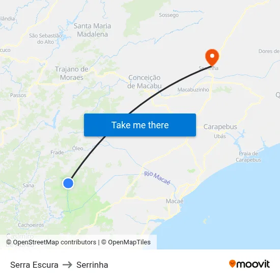 Serra Escura to Serrinha map