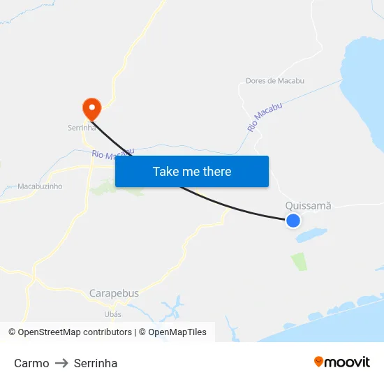 Carmo to Serrinha map